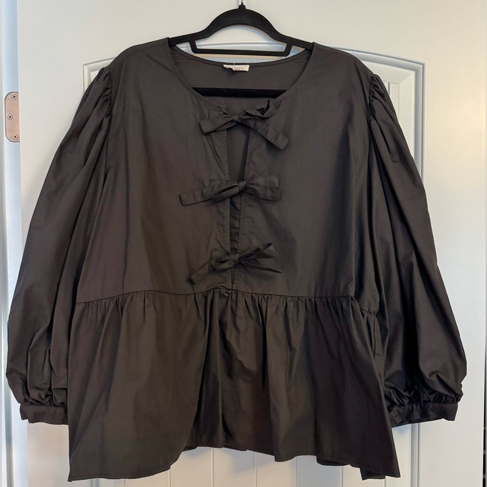 JODIFL New Women’s Black Bow Front Blouse. Sz 3X